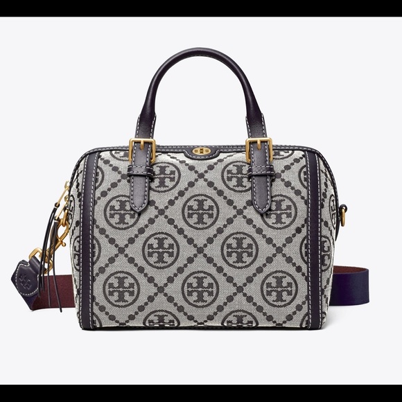 Tory Burch Hazelnut T Monogram Jacquard MINI Barrel Bag - $348